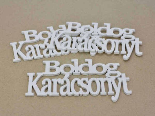 Fa - "Boldog Karácsonyt" felirat koszorúra fehér 14cm 3...