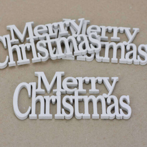 Fa - "Merry Christmas" felirat koszorúra fehér 14cm 3db/csomag