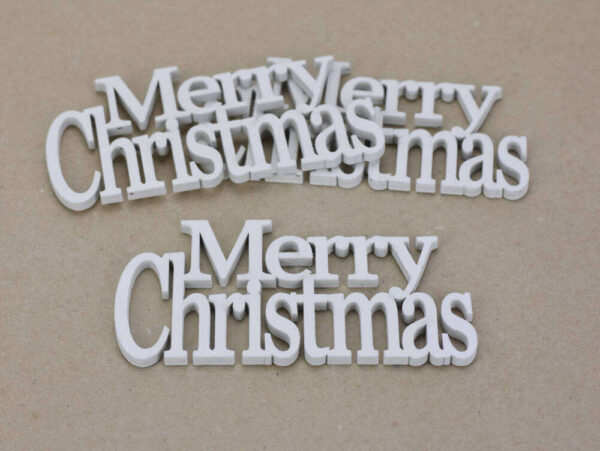 Fa - "Merry Christmas" felirat koszorúra fehér 14cm 3db/csomag