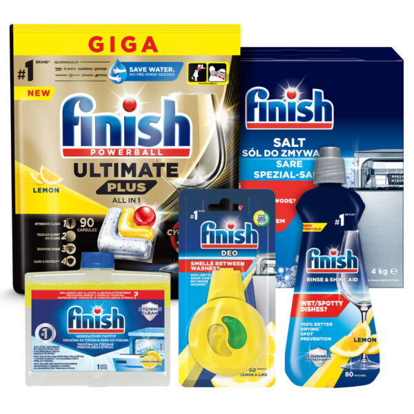 Finish Ultimate Plus All in 1 Kezdőcsomag tisztító folyadékkal