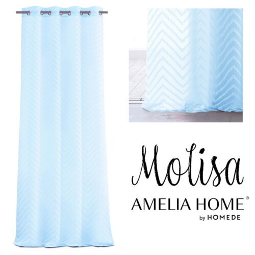 Függöny MOLISA égkék hímzett motívum boho ezüst  140x250 ameliahome