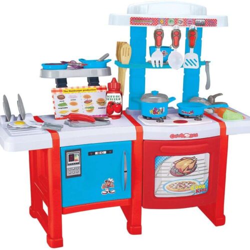 Funfit Kids modern Játékkonyha hang- és fényhatásokkal - piros-kék