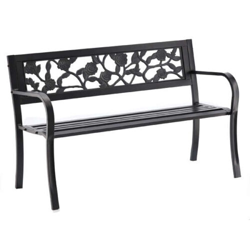 GardenLine elegáns Kerti pad 125x53x77cm - Rózsa - fekete