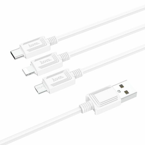 Hoco X76 USB-A - Type-C/Lightning/micro USB kábel 2A 1m - fehér