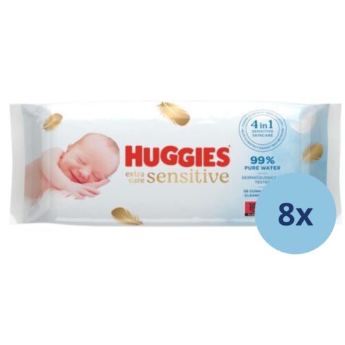 Huggies Extra Care Sensitive nedves Törlőkendő 8x56db