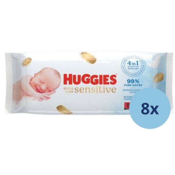 Huggies Extra Care Sensitive nedves Törlőkendő 8x56db