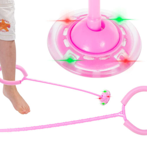 Hula hop láb ugráló labda világító LED rózsaszínű