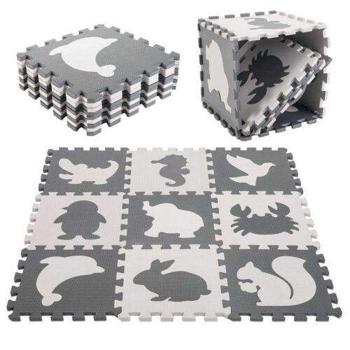 Ikonka 9db Szivacs puzzle 85x85x1cm - Szürke