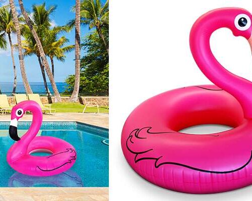 Ikonka felfújható Úszógumi 90cm - Flamingó - rózsaszín