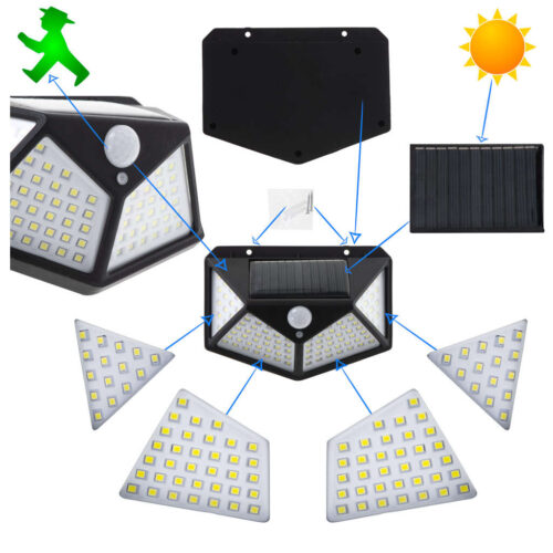 Ikonka Napelemes mozgás- és szürkületérzékelő lámpa 100 LED