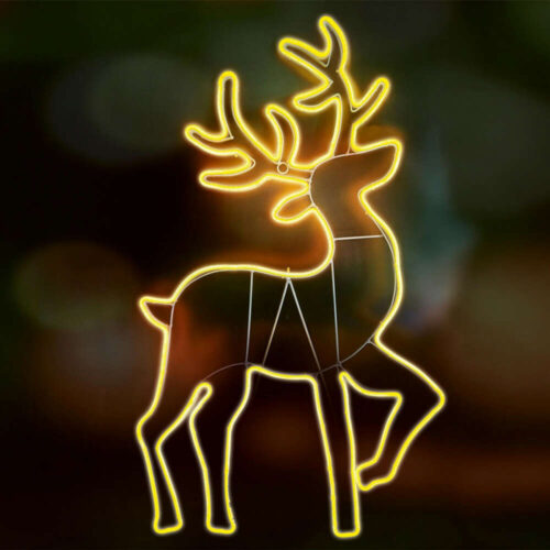 Karácsonyi LED Rénszarvas Neonfény - Napsárga - 94x56cm