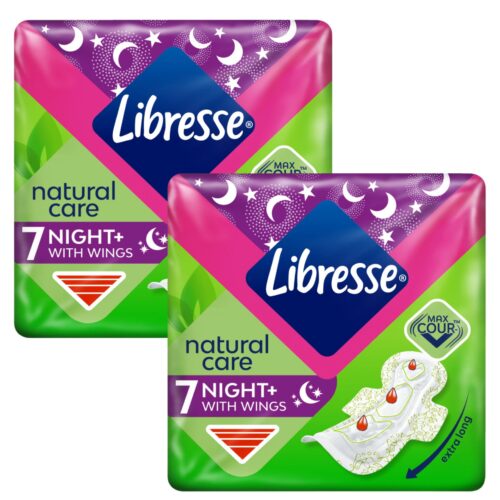 Libresse Natural Care Night+ szárnyas éjszakai egészségügyi Betét 2x7db