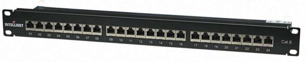 Manhattan Patch panel CAT6 FTP 24 PORT 1U 19" árnyékolt feke...