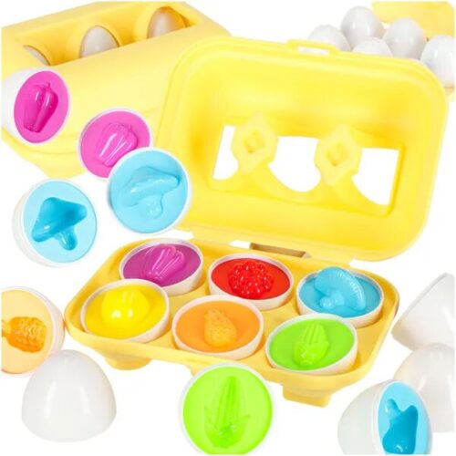 Montessori tojás formaválogató 6 db – gyümölcs és zöldség motívum...