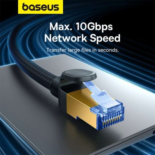 Nagy sebességű LAN rj45 cat.7 10gbps fonott hálózati kábel 0.5m fekete