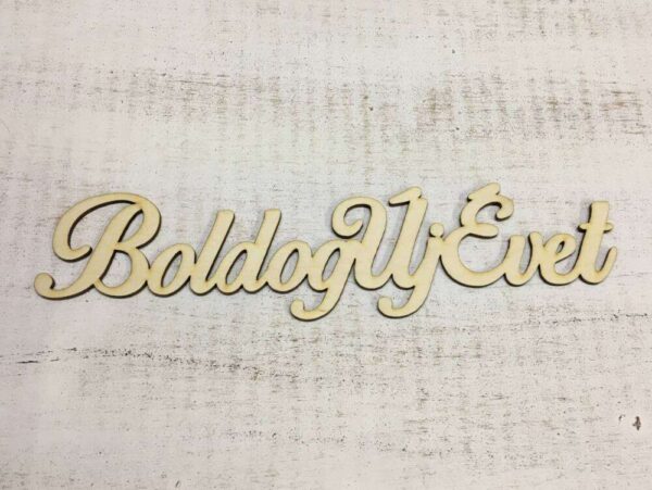 Natúr fa - "Boldog Új Évet" felirat 30cm