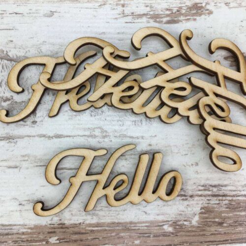 Natúr fa - "Hello" felirat 7cm 5db/csomag