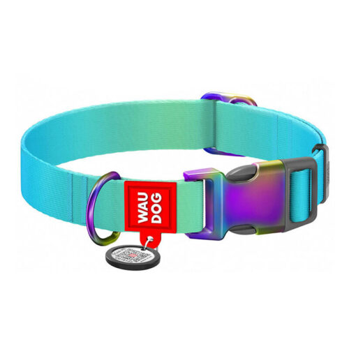 Nylon collar with QR code for Waudog gradient dog