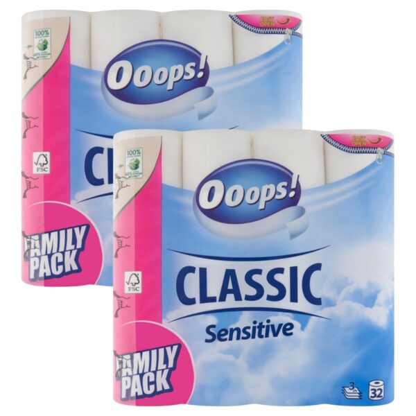 Ooops! Classic Sensitive 3 rétegű Toalettpapír 2x32 tekercs