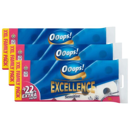 Ooops! Excellence Sensitive 3 rétegű Toalettpapír 3x20 tekercs