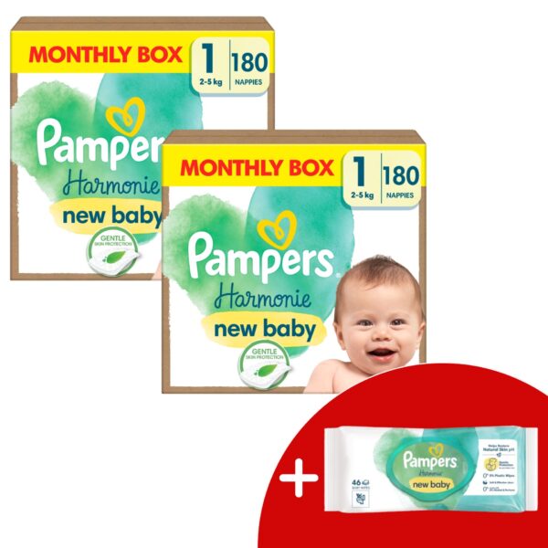 Pampers Harmonie 2 havi Pelenkacsomag 2-5kg Newborn 1 (360db) + A...