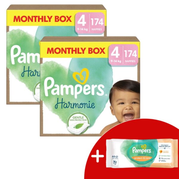 Pampers Harmonie 2 havi Pelenkacsomag 9-14kg Maxi 4 (348db) + Ajá...