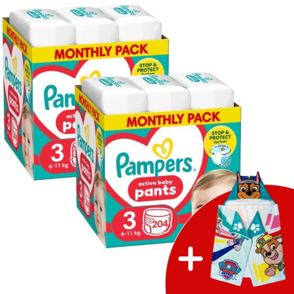 Pampers Pants 2 havi Pelenkacsomag 6-11kg Midi 3 (408db) + Ajándé...