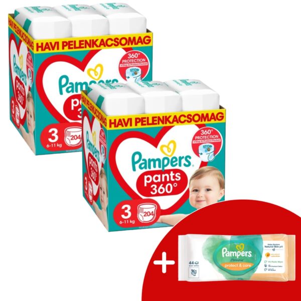 Pampers Pants 2 havi Pelenkacsomag 6-11kg Midi 3 (408db) + Ajándé...