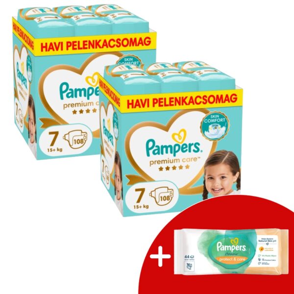 Pampers Premium Care 2 havi Pelenkacsomag 15kg+ Junior 7 (216db)...