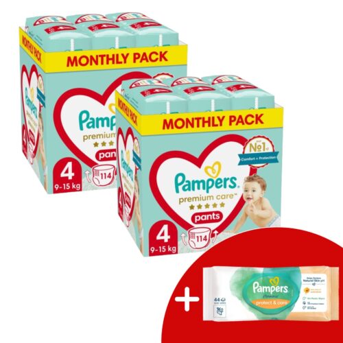 Pampers Premium Care Pants 2 havi Pelenkacsomag 9-15kg Maxi 4 (22...