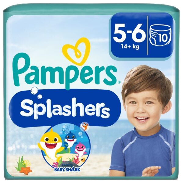 Pampers Splashers Baby Shark™ Úszópelenka 14kg+ Junior 5-6 (10db)