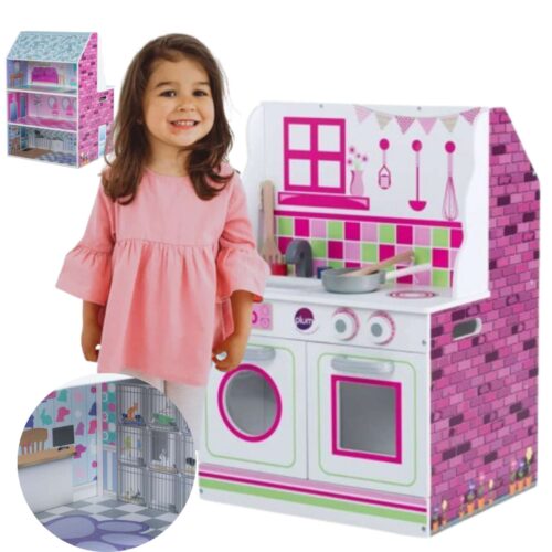 Pepita 2in1 fa Babaház és konyha egyben - rózsaszín
