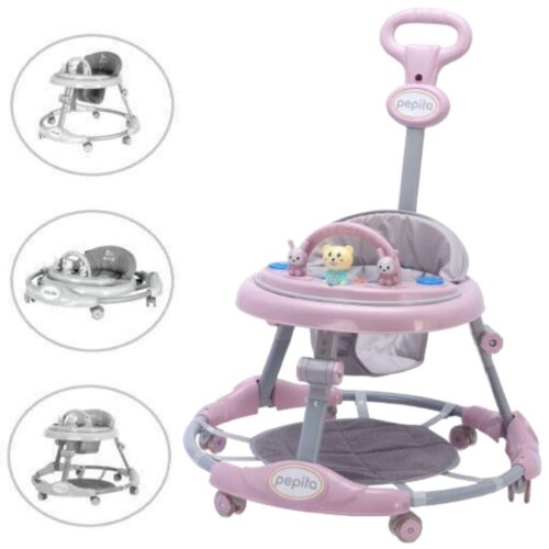 Pepita 3in1 átalakítható világító Bébikomp tolókarral - rózsaszín