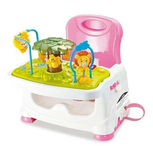 Pepita 3in1 székmagasító Etető- és játszószék - fehér-rózsaszín
