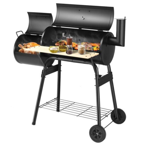 Pepita kerti Grillkocsi és Smoker fedéllel és hőmérővel - fekete-barna