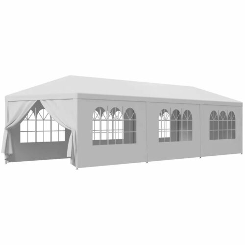 Pepita kerti XXL Pavilon party sátor 8 levehető oldalfallal 3x9m - fehér