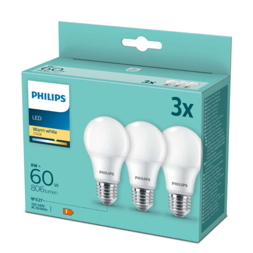 Philips LED Izzó Készlet – 3x A60 E27/8W/230V 2700K