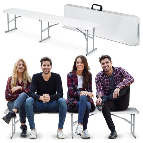Plonos Összecsukható kerti pad 180 cm - fehér