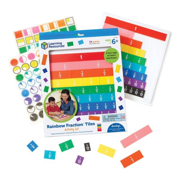 Rainbow Fraction Tiles With Tray Learning Resources LER 0615 (LER 0615)