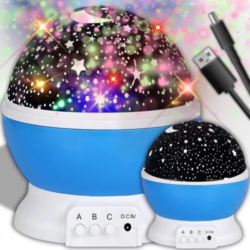 Retoo 360°-ban forgó LED projektor és Éjjeli lámpa 3W - Csillagok - kék