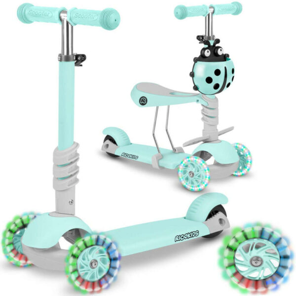 Ricokids 3in1 háromkerekű Roller világítós kerekekkel - Menta
