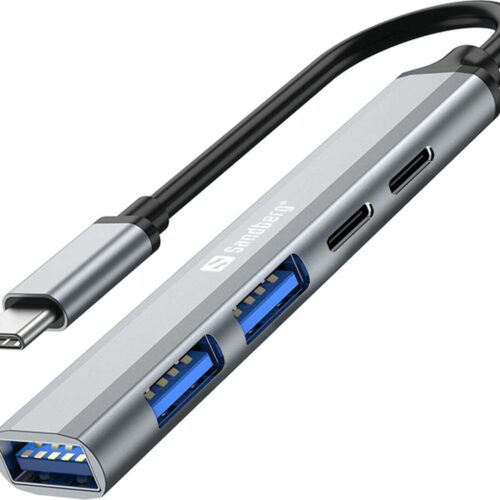 Sandberg USB-C to 3xUSB-A+2xUSB-C SAVER Silver 336-50
