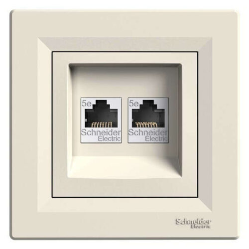 Schneider Electric ASFORA Dupla RJ45 Aljzat - Cat5e UTP - Bézs
