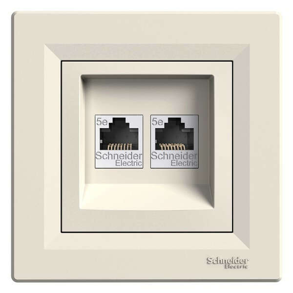 Schneider Electric ASFORA Dupla RJ45 Aljzat - Cat5e UTP - Bézs