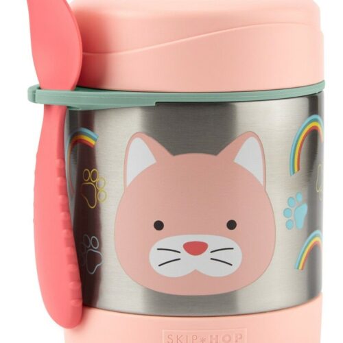 SKIP HOP Zoo Ételtároló termosz kanállal/villával Macska 325 ml