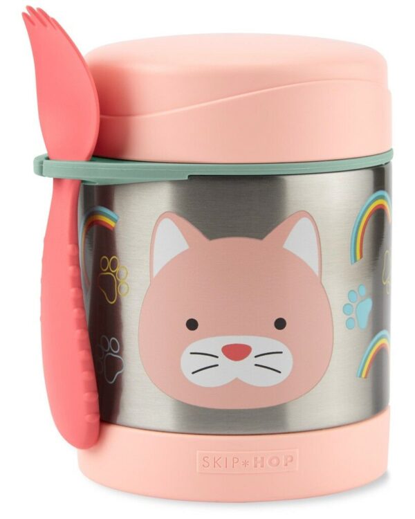 SKIP HOP Zoo Ételtároló termosz kanállal/villával Macska 325 ml