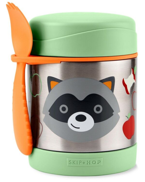 SKIP HOP Zoo Ételtermosz kanállal/villával Mosómedve 325 ml
