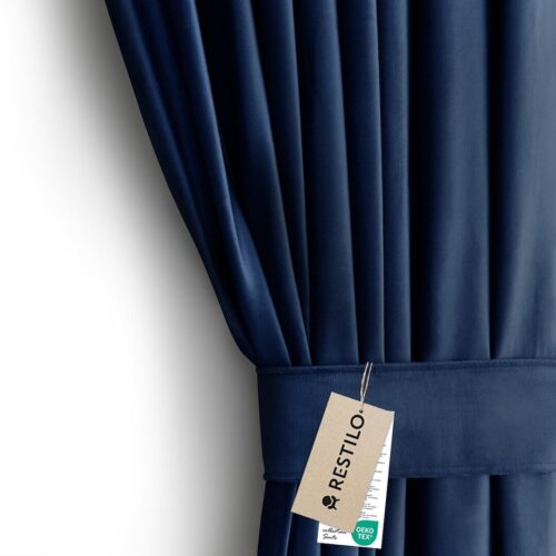 Sötétítő függöny VELVET indigókék ezüst  bársony 140x270 AmeliaHome