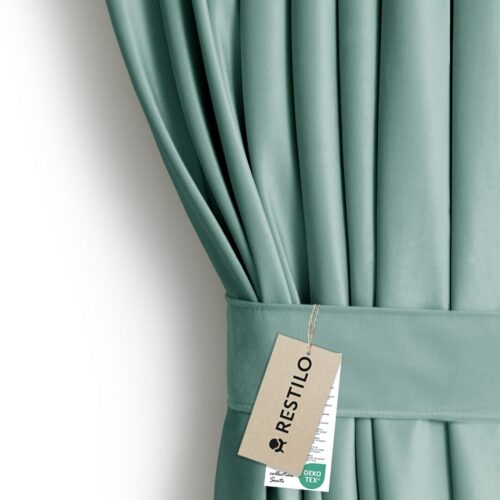 Sötétítő függöny VELVET mentazöld ezüst  bársony 140x245 AmeliaHome