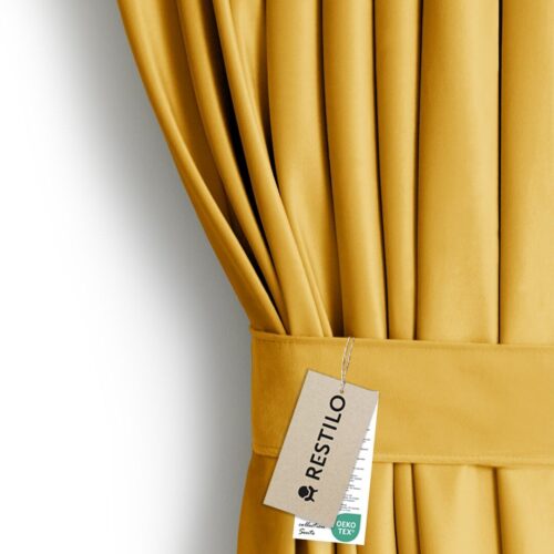 Sötétítő függöny VELVET mustársárga ezüst  bársony 140x270 AmeliaHome